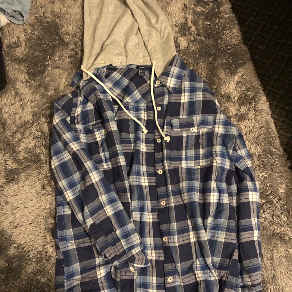 Flannel with detachable hood